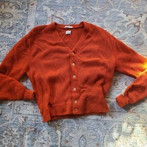 Eddy Miller Los Angeles 100% Pure Imported Alpaca Orange Cardigan Sweater D